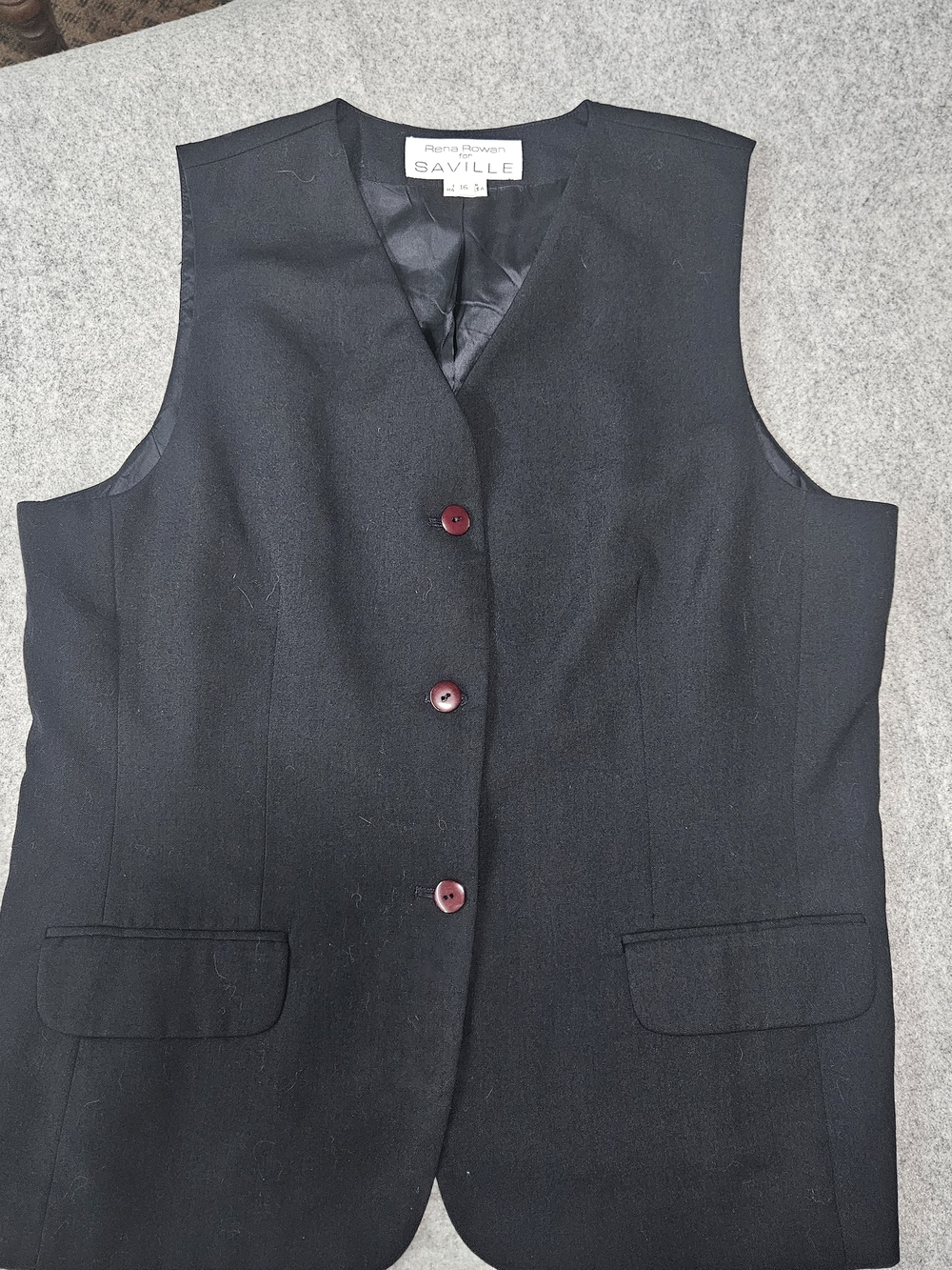 Saville by Rena Rowan Black Tailored Vest with Button Front - Picture 8 of 8